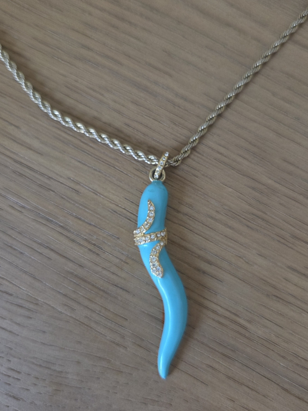 Kenneth Jay Lane Gold-Tone Turquoise Horn & Snake Pendant Necklace